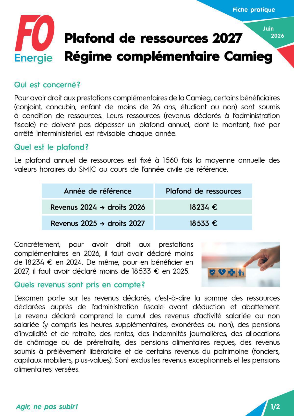 [ CAMIEG ] Plafond de ressources 2027 : régime complémentaire Camieg