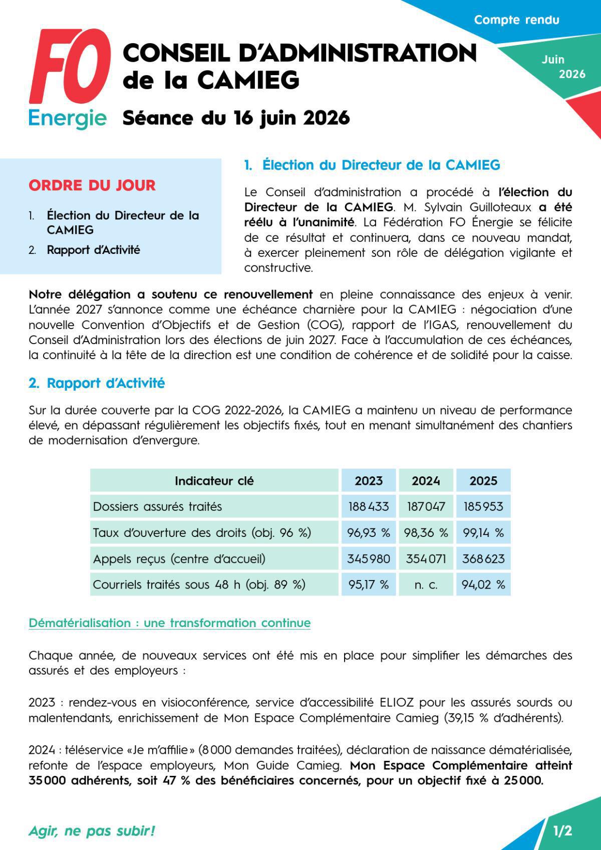 [ CAMIEG ] CR Conseil d’Administration de la CAMIEG - Séance du 16 juin 2026