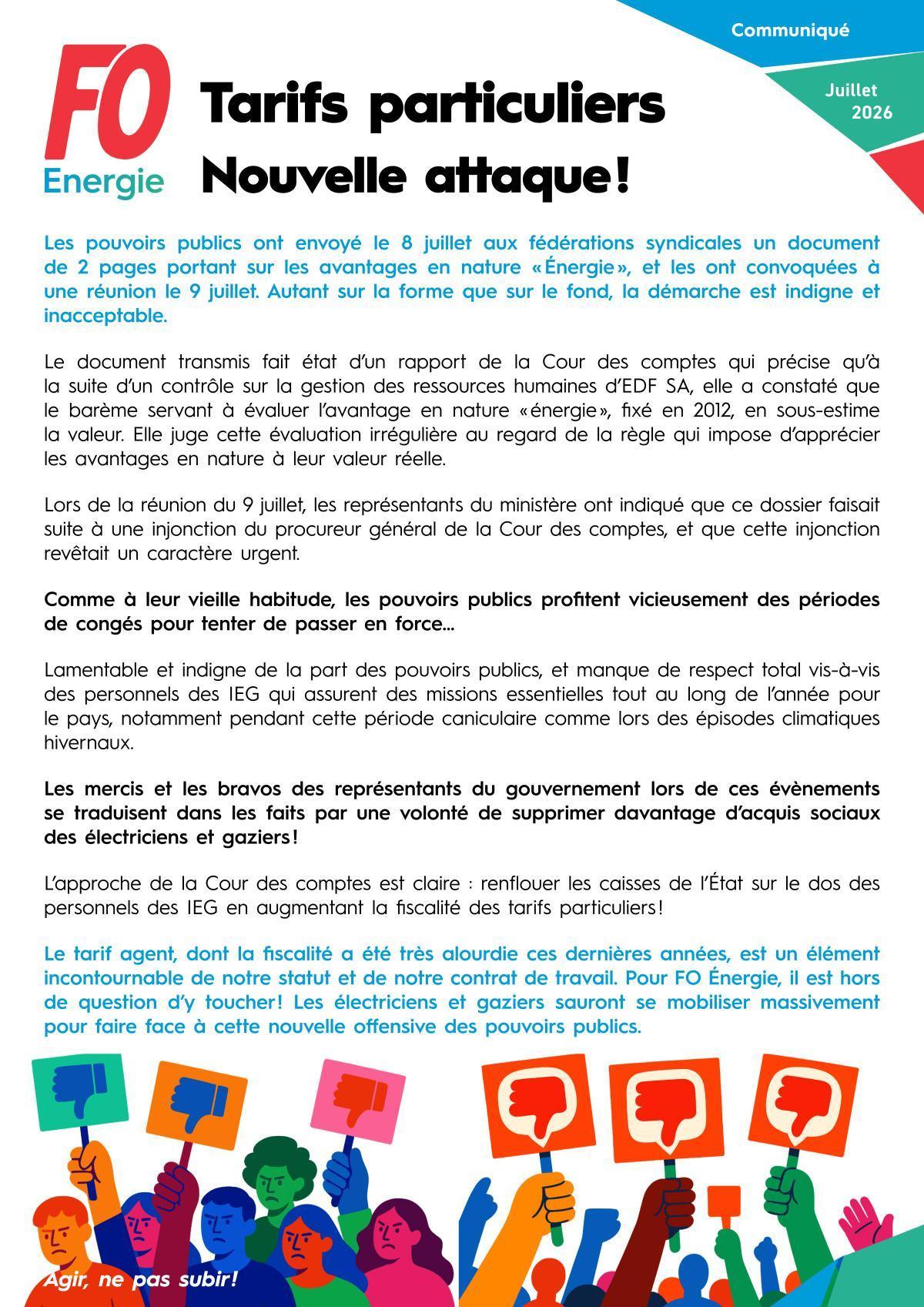 Tarifs particuliers - Nouvelle attaque !