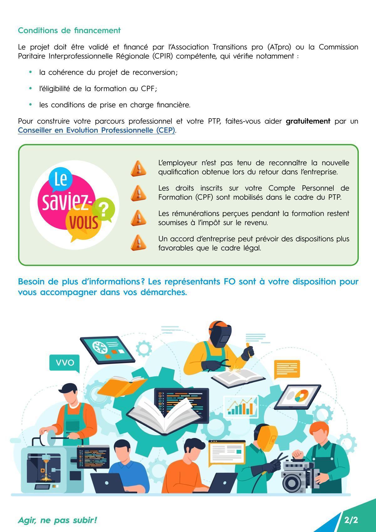 Le Projet de Transition Professionnelle (PTP ou transition Pro)