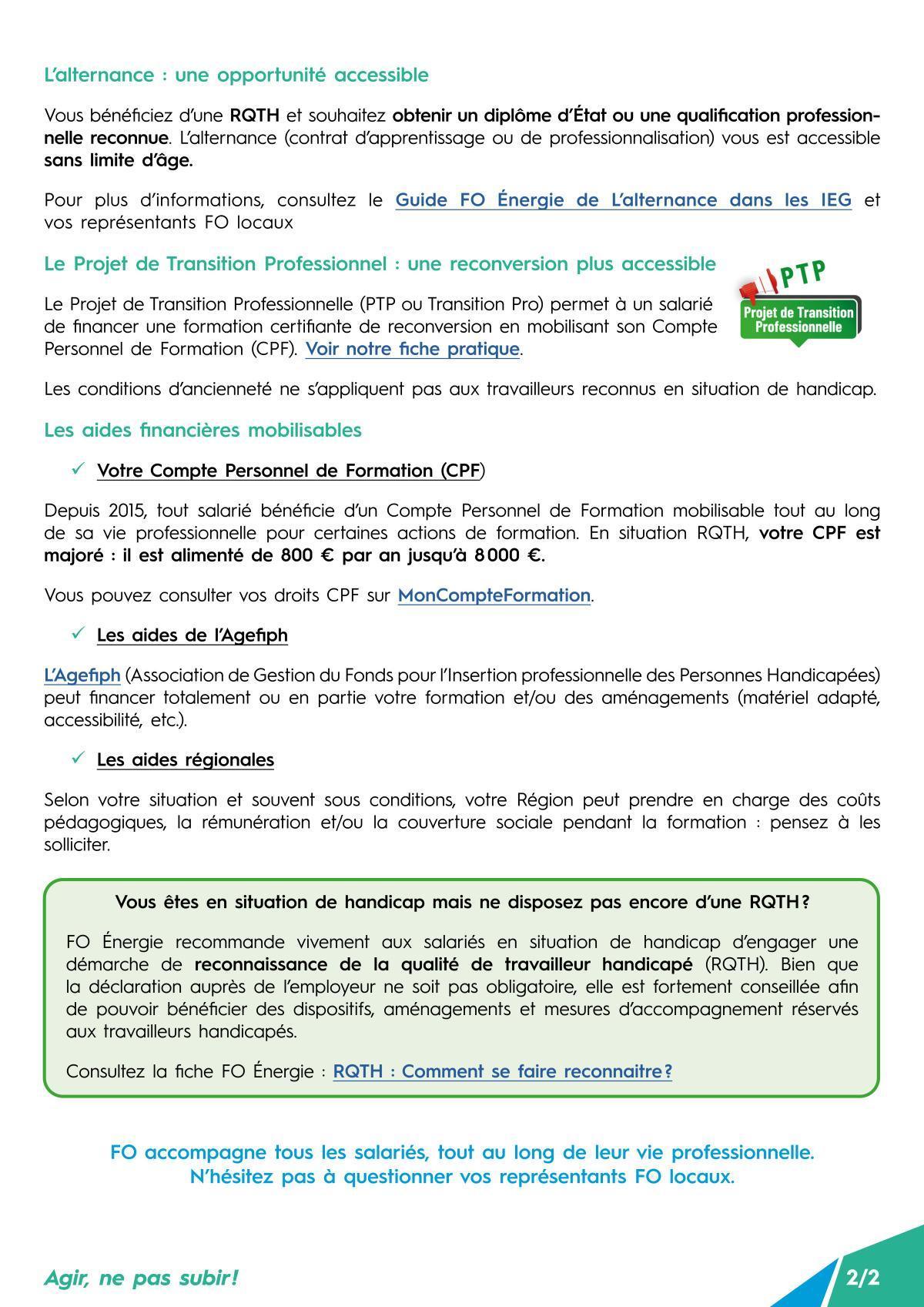 Handicap & Formation - FO Énergie vous informe sur vos droits