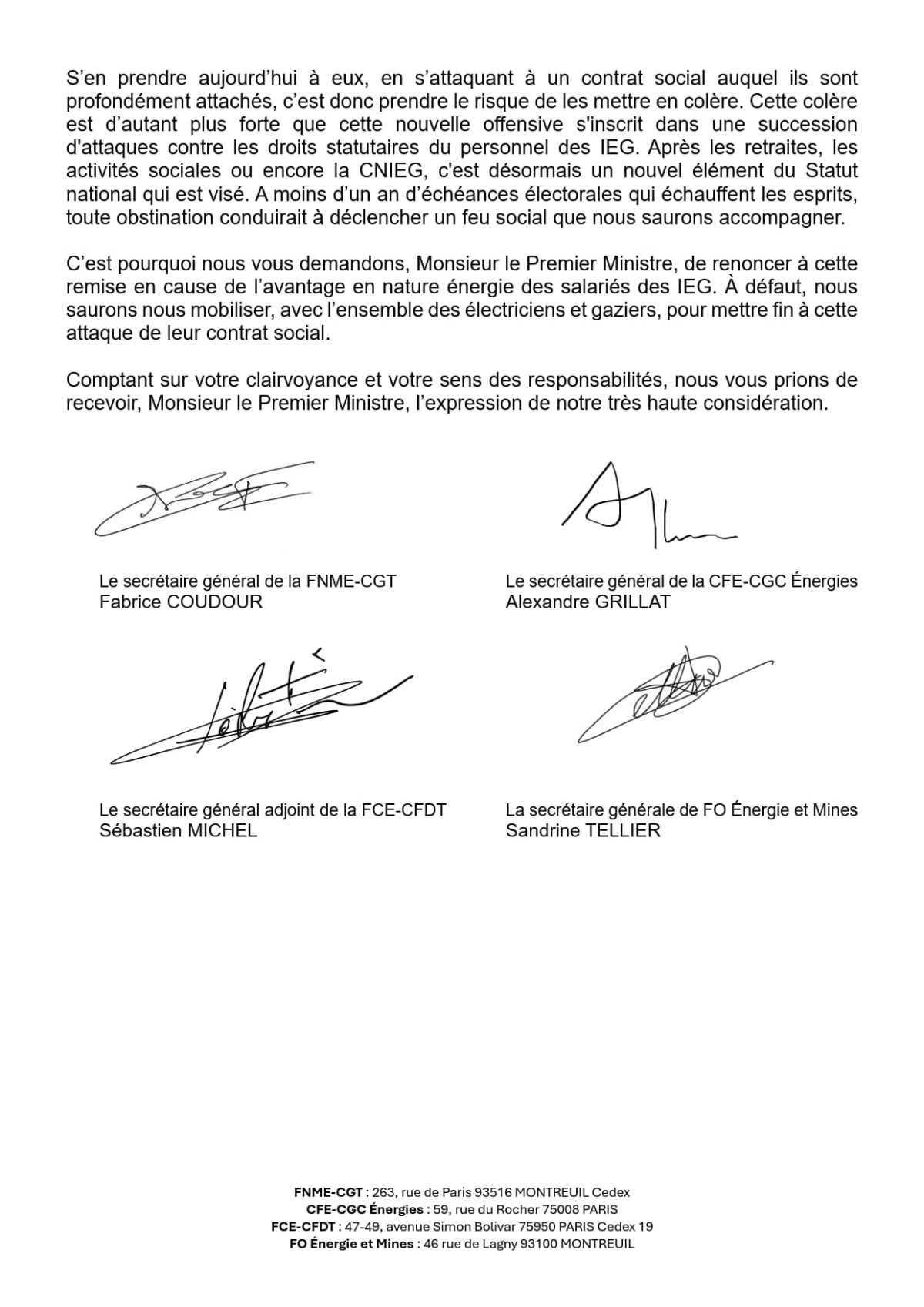 [Intersyndicale] Le Gouvernement s’attaque au Tarif Agent - Communiqué & Lettre au 1er ministre