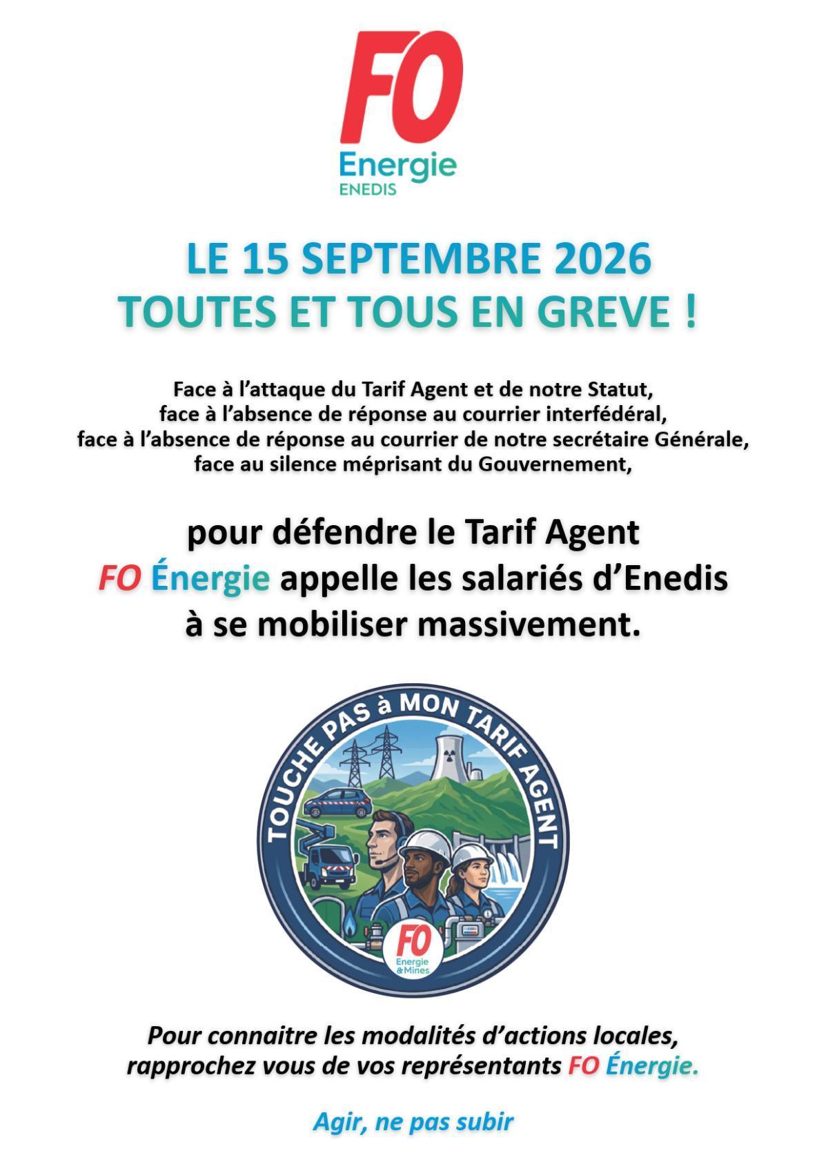[Enedis] LE 15 SEPTEMBRE 2026 – TOUTES ET TOUS EN GRÈVE !
