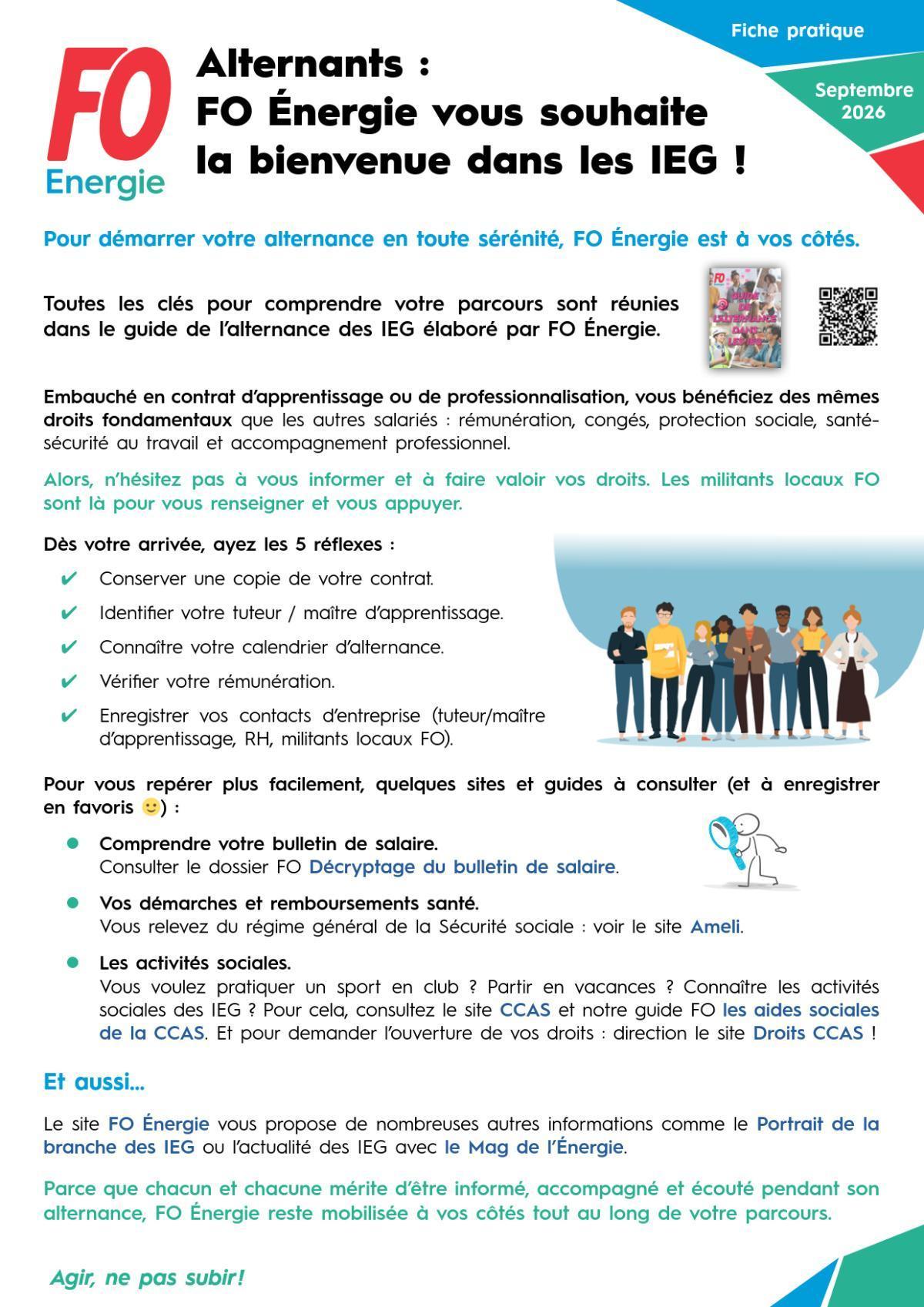 Alternants : FO Énergie vous souhaite la bienvenue dans les IEG !