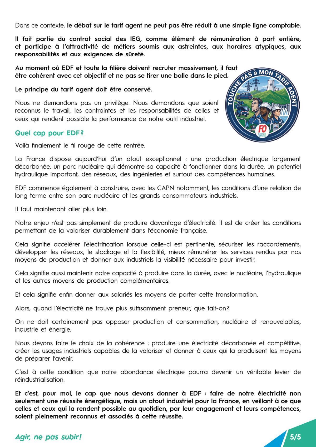 [EDF SA] Billet de l’Administratrice salariée d’EDF SA n° 11