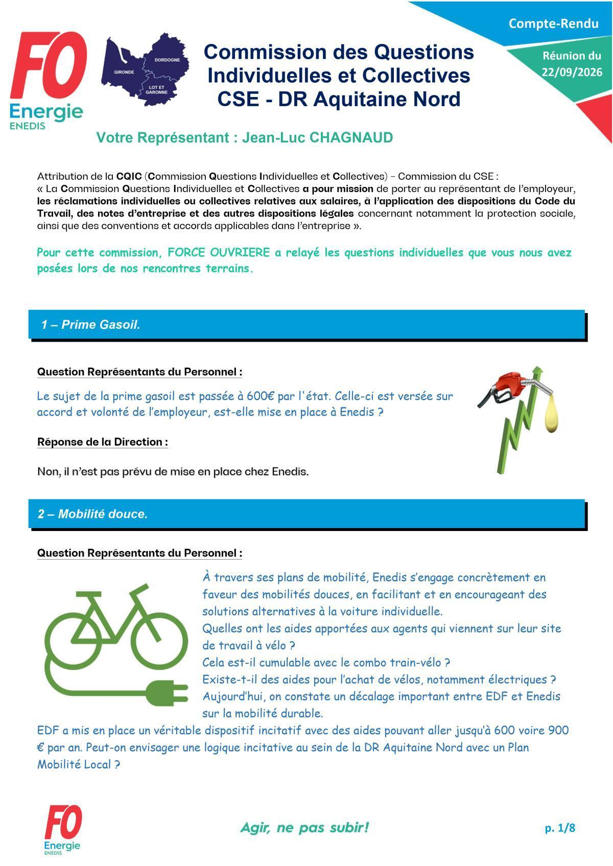 [CQIC] Commission Questions Individuelle et Collectives du 22 Septembre 2026