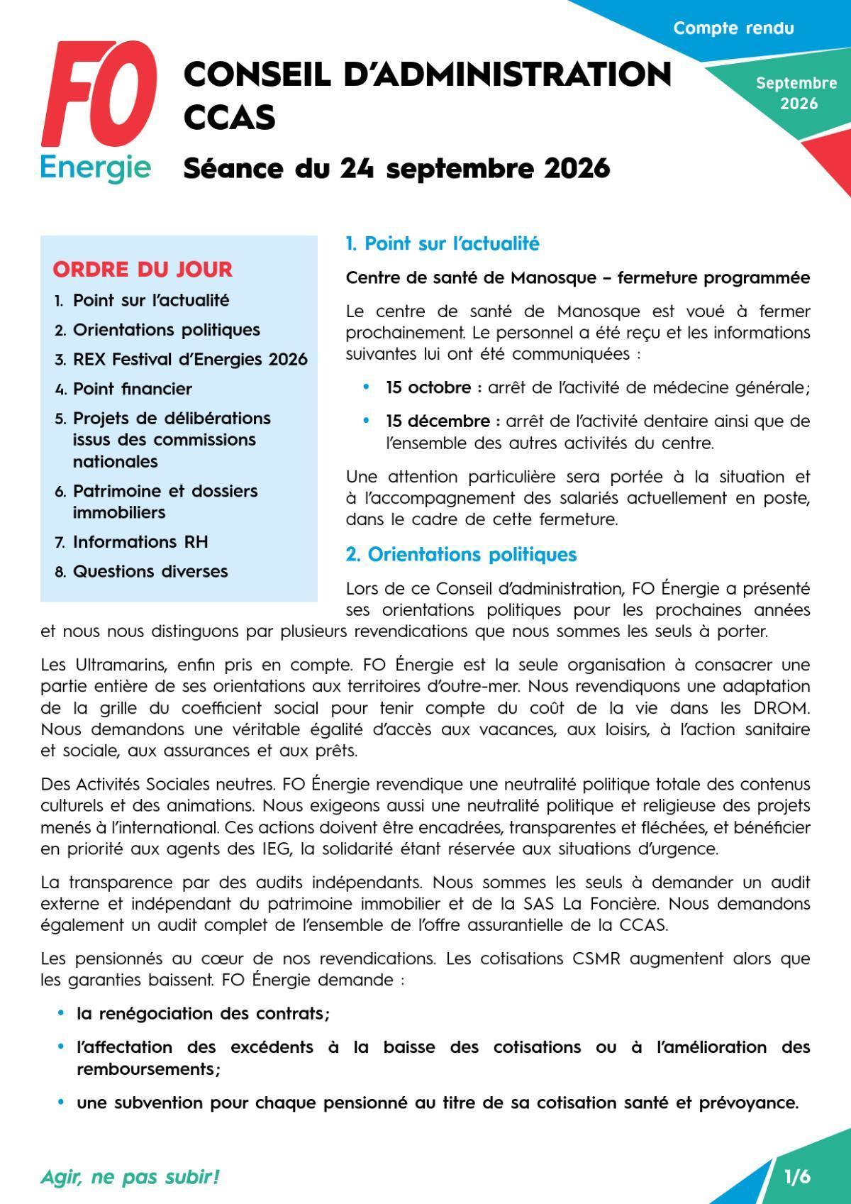 Conseil d’Administration CCAS – Séance du 24 septembre 2026