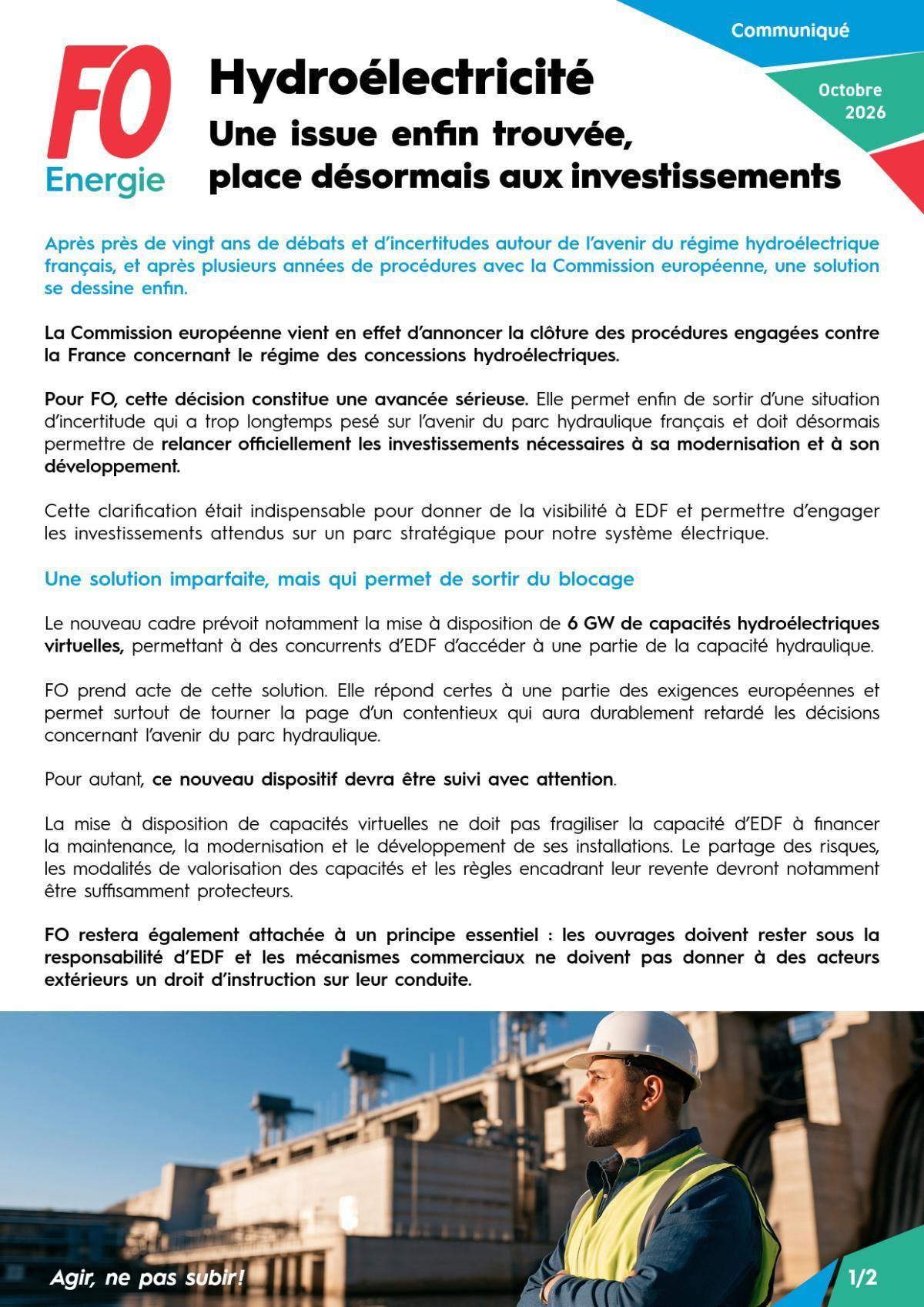 Hydroélectricité une issue enfin trouvée, place désormais aux investissements