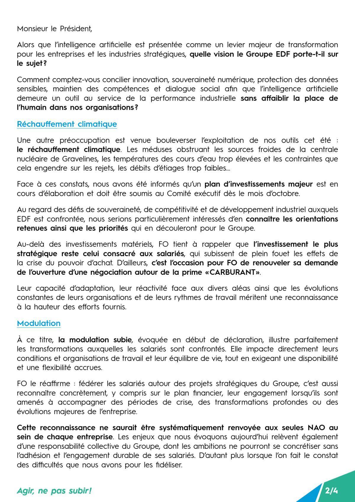 [EDF SA] Déclaration – Comité Groupe France EDF - Séance du 8 octobre 2026