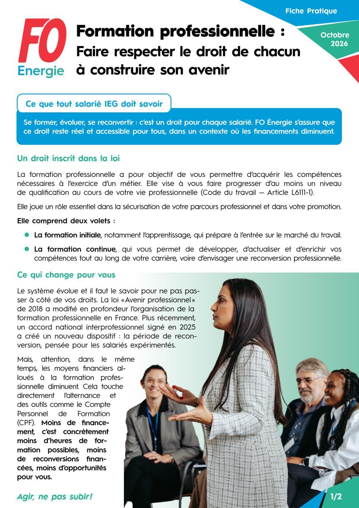 Formation professionnelle : faire respecter le droit de chacun à construire son avenir