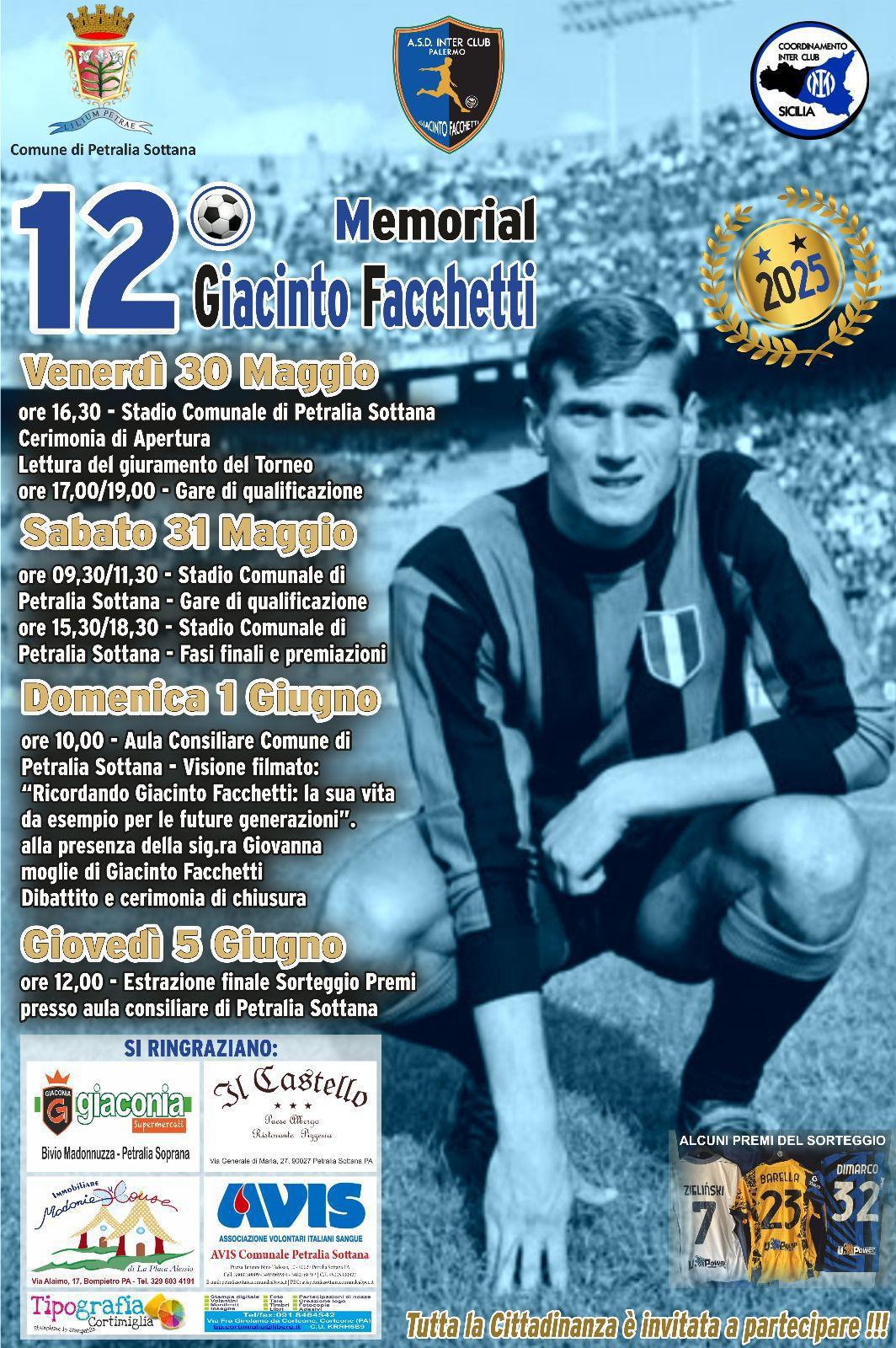 12° Memorial Giacinto Facchetti (inizio ore 16.30)