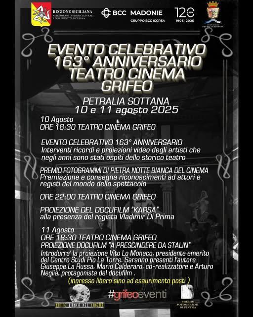Evento celebrativo dei 163 anni del Teatro Grifeo (inizio ore 18.30) Evento celebrativo dei 163 anni del Teatro Grifeo (inizio ore 18.30)