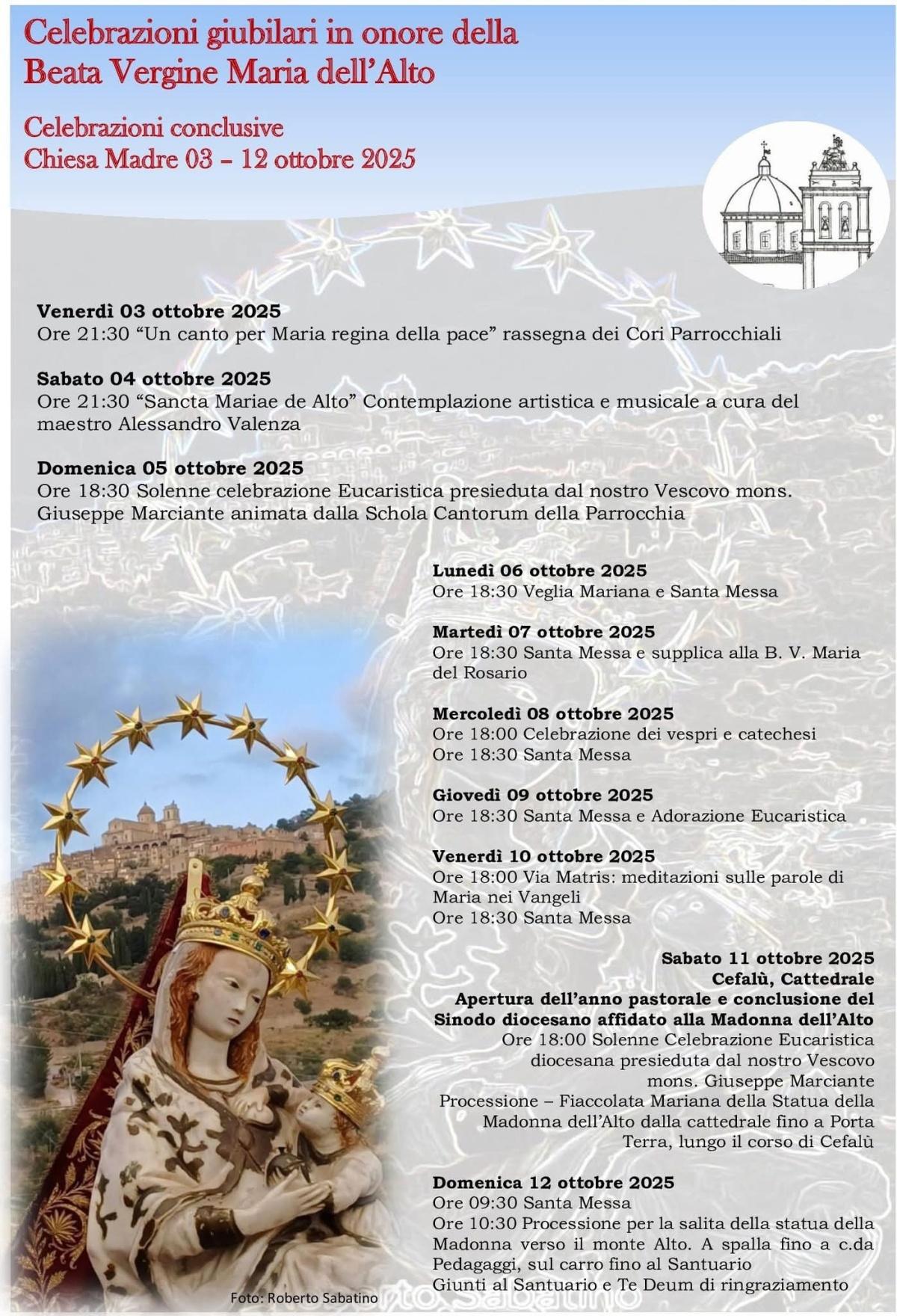 Celebrazioni Giubilari Conclusive in onore della Beata Vergine Maria dell'Alto