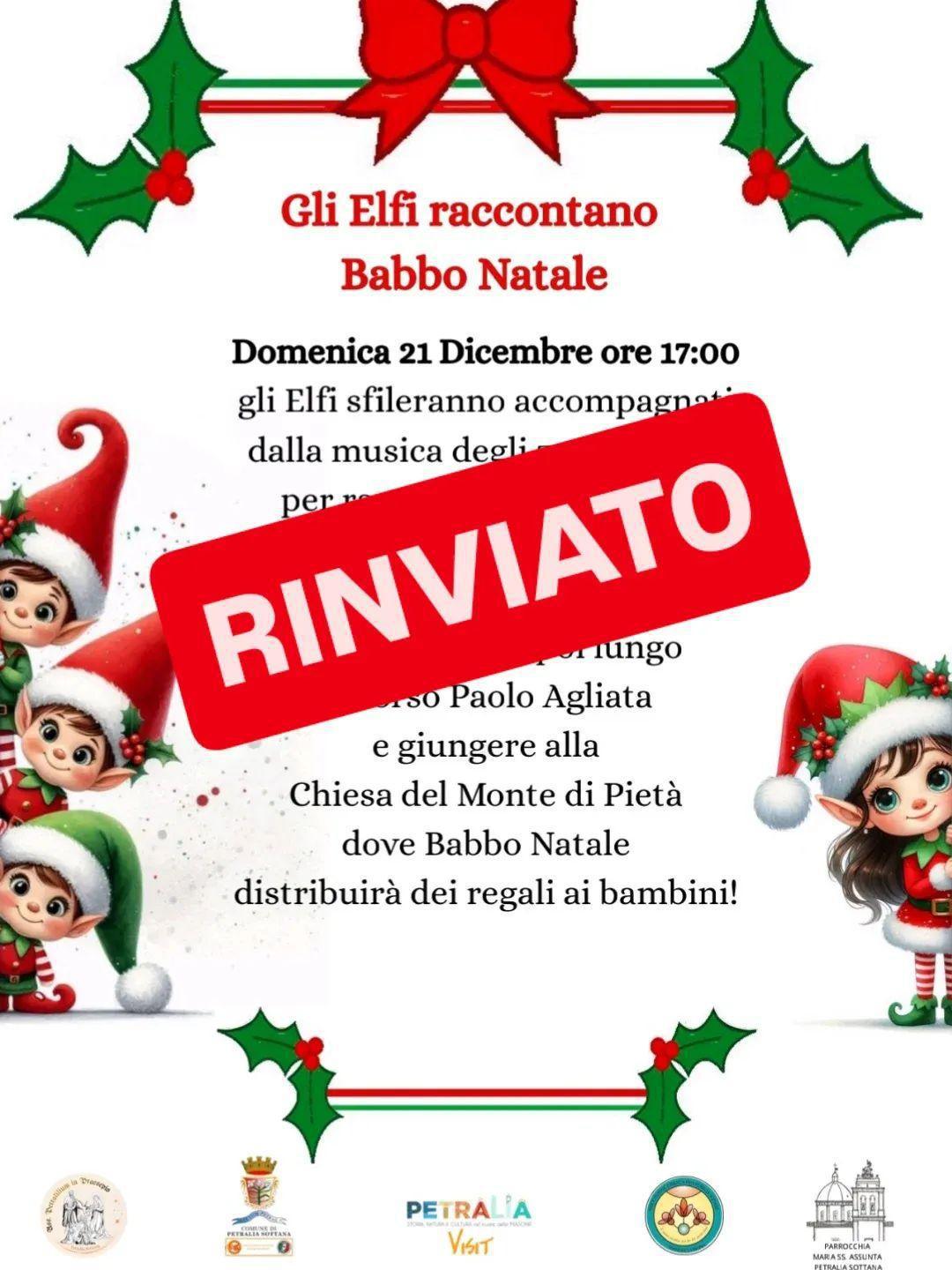 Gli Elfi raccontano Babbo Natale - accompagnati dagli zampognari ❗❗Per previste condizioni meteorologiche avverse si comunica il rinvio dell'evento a giorno 🗓️ Lunedì 22 Dicembre 🕔 Ore 17:00 📍 Piazza Gramsci Vi aspettiamo numero