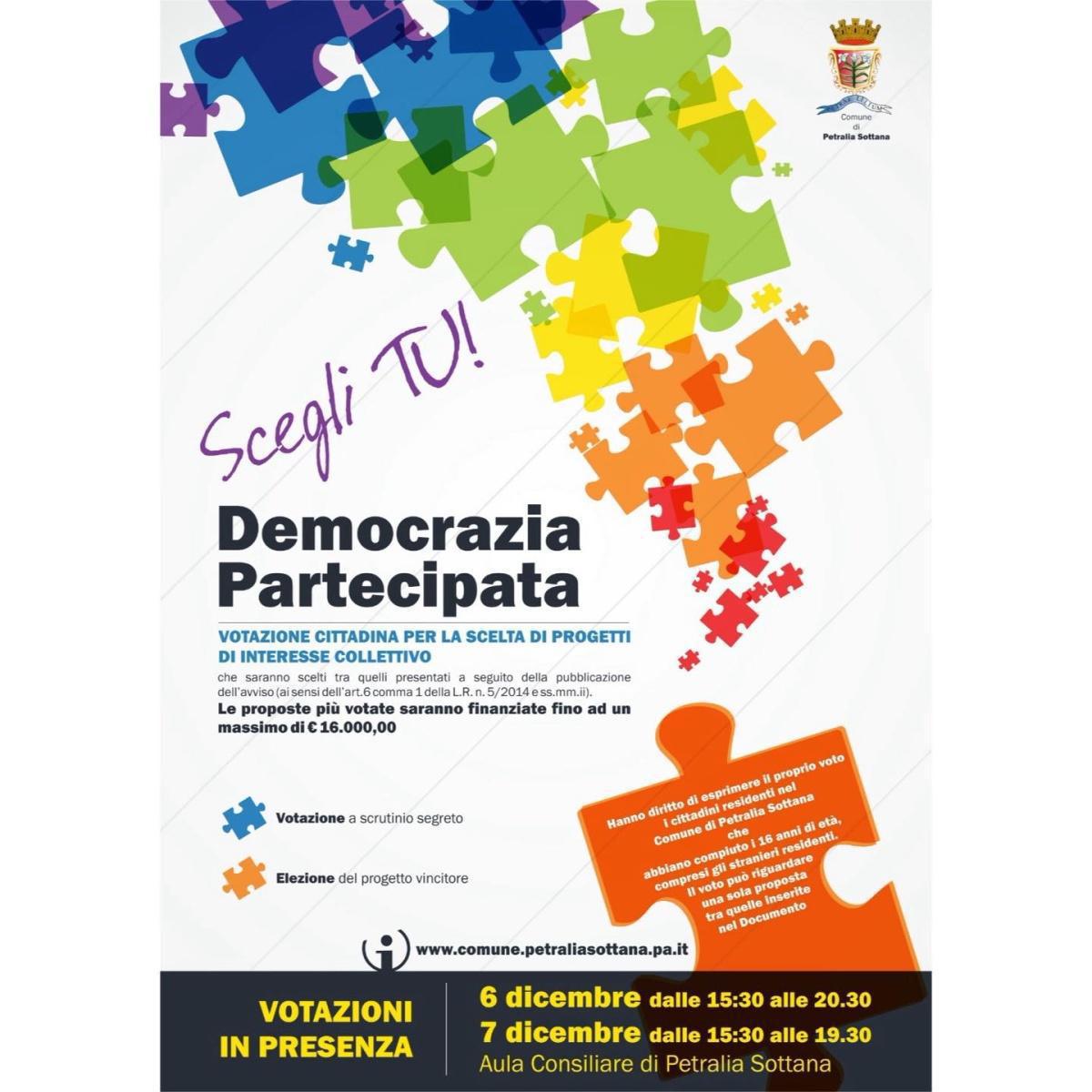 Democrazia Partecipata 2025 (dalle ore 15.30 alle ore 19.30)