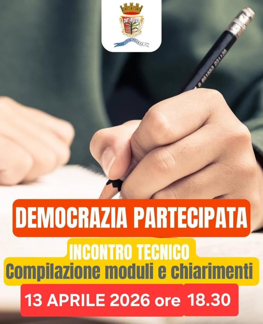 Democrazia Partecipata - incontro tecnico - compilazione moduli e chiarimenti (dalle ore 18.30)