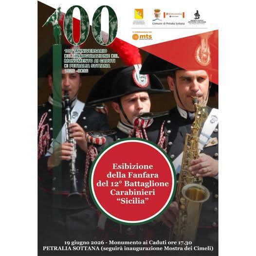 Esibizione della fanfara del 12° Battaglione Carabinieri “Sicilia” (Inizio ore 17.30)