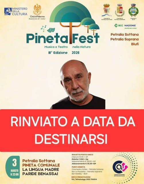RINVIATO Paride Benassai "La Lingua Madre" - Pineta Fest Musica e Teatro nella Natura