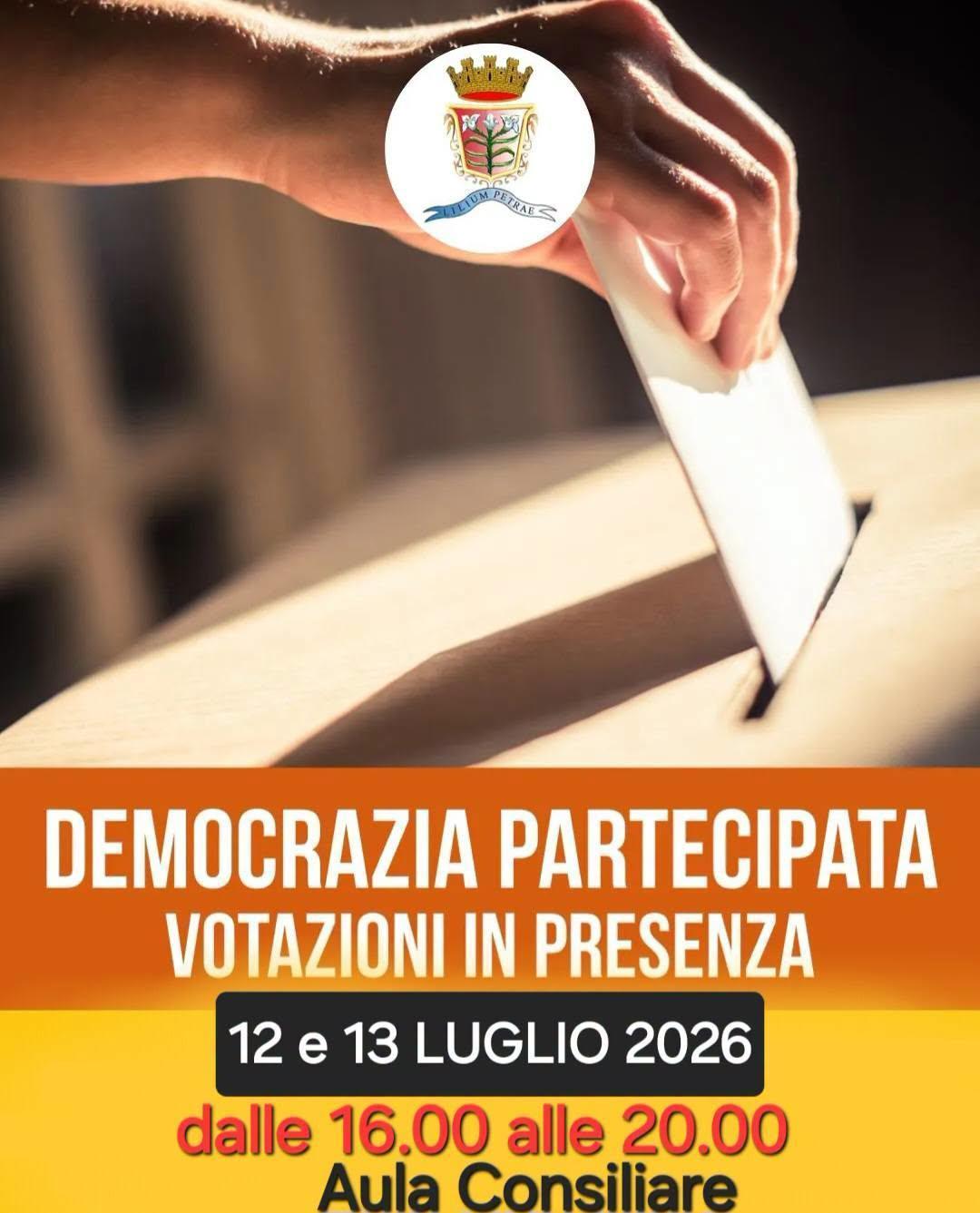 Democrazia Partecipata 2026 - Votazioni in Presenza (dalle ore 16.00 alle ore 20.00)