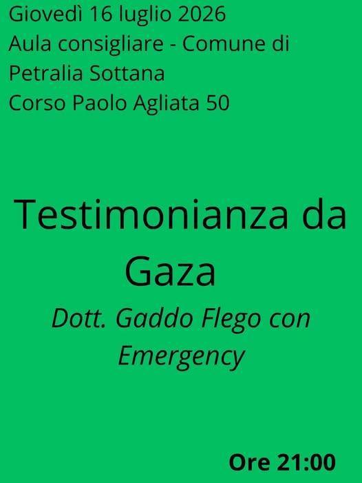 Testimonianza da Gaza (inizio ore 21.00)