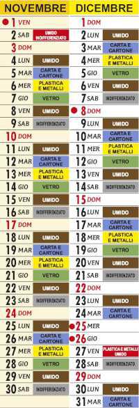 Calendario Raccolta Differenziata