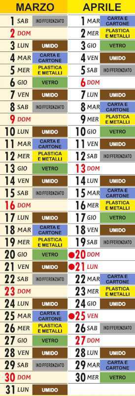 Calendario Raccolta Differenziata