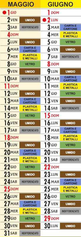 Calendario Raccolta Differenziata