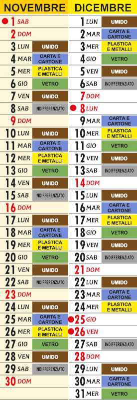 Calendario Raccolta Differenziata