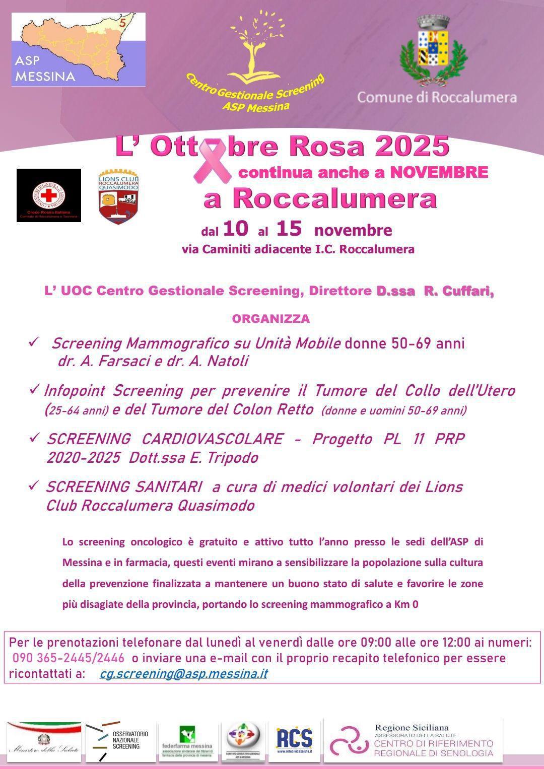 L'Ottobre Rosa continua anche a Novembre a Roccalumera L'Ottobre Rosa continua anche a Novembre a Roccalumera