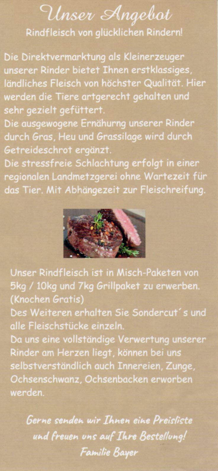 Ferienhof Bayer - Rindfleisch vom Kleinerzeuger