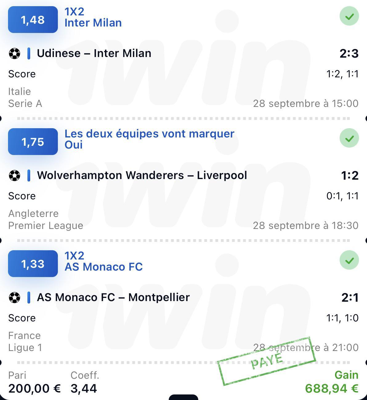 Prono du 29 septembre