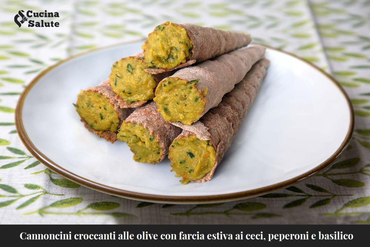 CANNONCINI CROCCANTI ALLE OLIVE CON FARCIA ESTIVA AI CECI, PEPERONI E BASILICO...