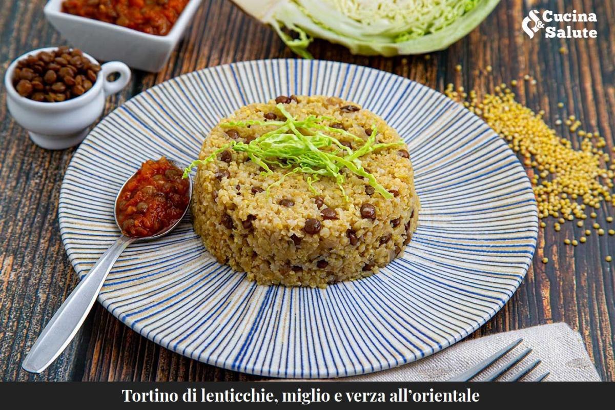 TORTINO DI LENTICCHIE, MIGLIO E VERZA ALL'ORIENTALE..
