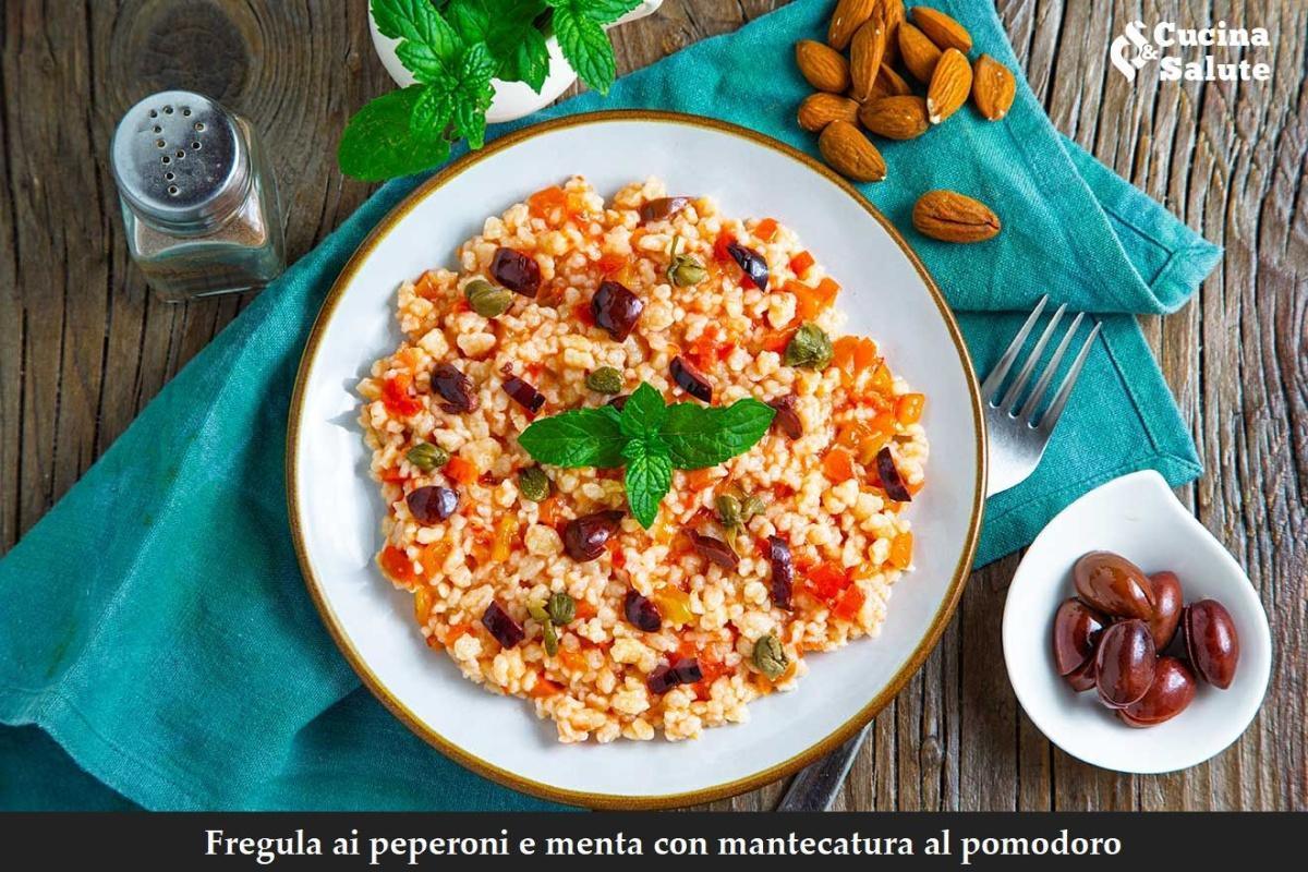 Fregula ai peperoni e menta con mantecatura al pomodoro ...
