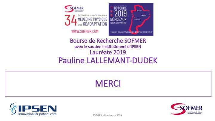 Bourse de Recherche SOFMER  - Lauréate 2019  - Pauline LALLEMANT-DUDEK