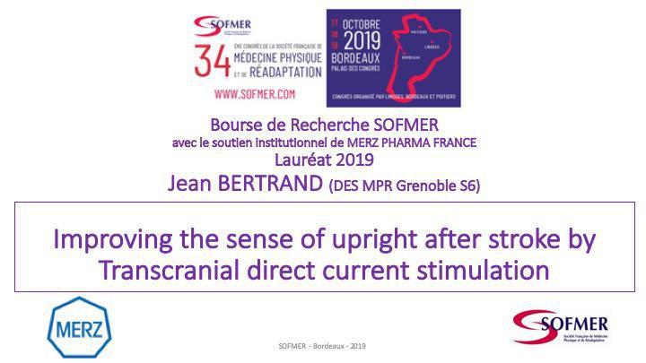 Bourse de Recherche SOFMER - Lauréat 2019 - Jean BERTRAND