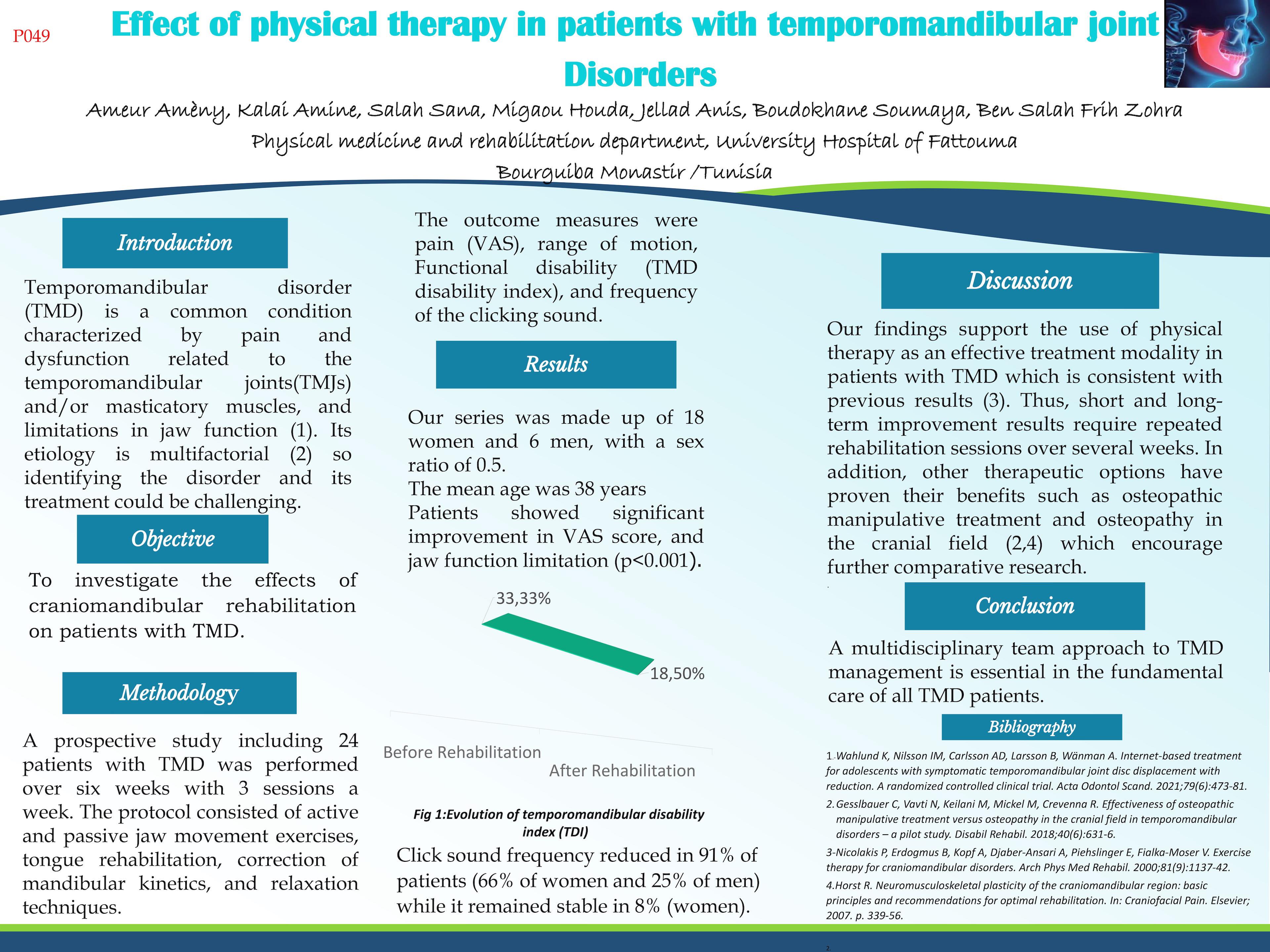 Effectis of physical therapy in patients with temporomandibular joint disorders