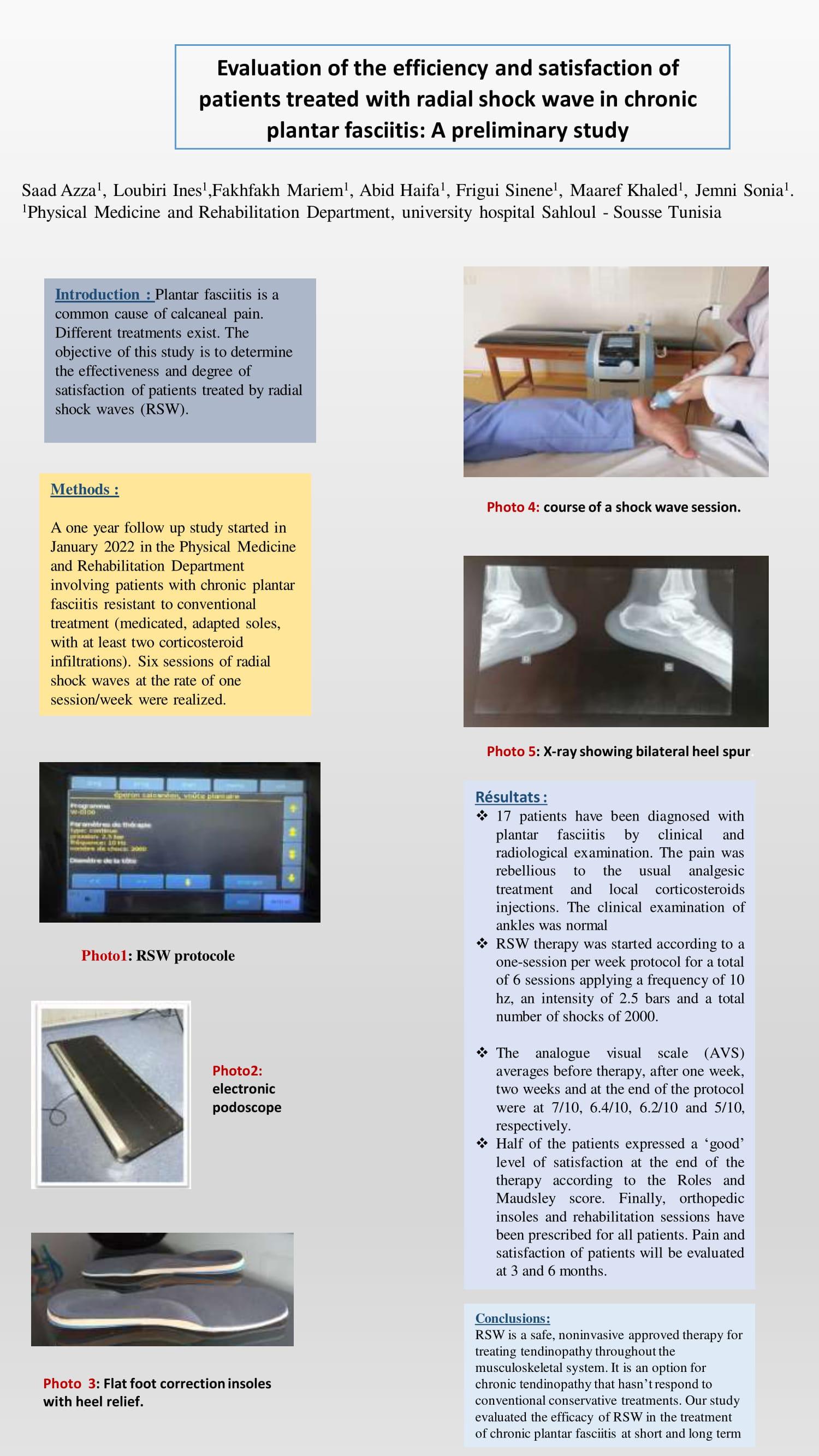 Evaluation of the efficiency and satisfaction of patients radial schock wave plantar fasciitis