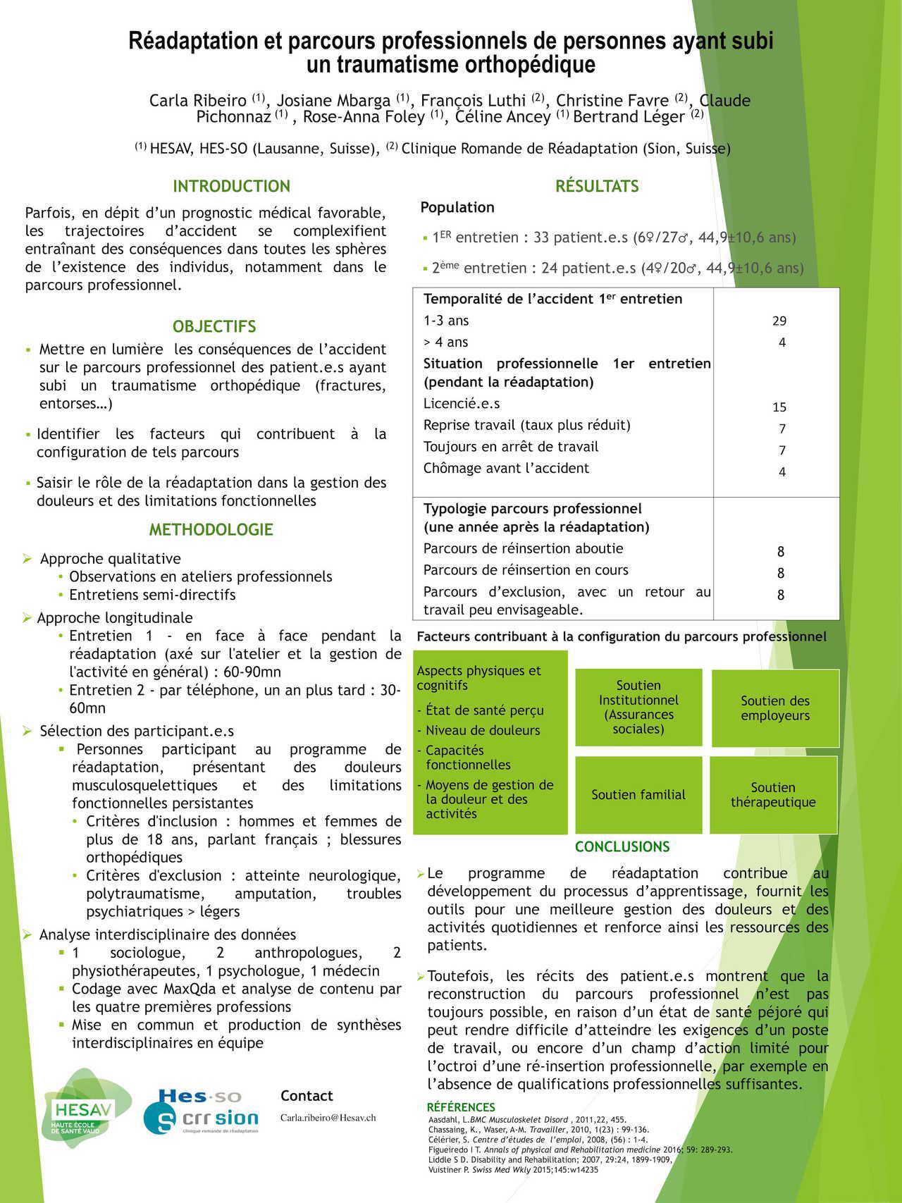 Réadaptation et parcours professionnels de personnes ayant subi un traumatisme orthopédique