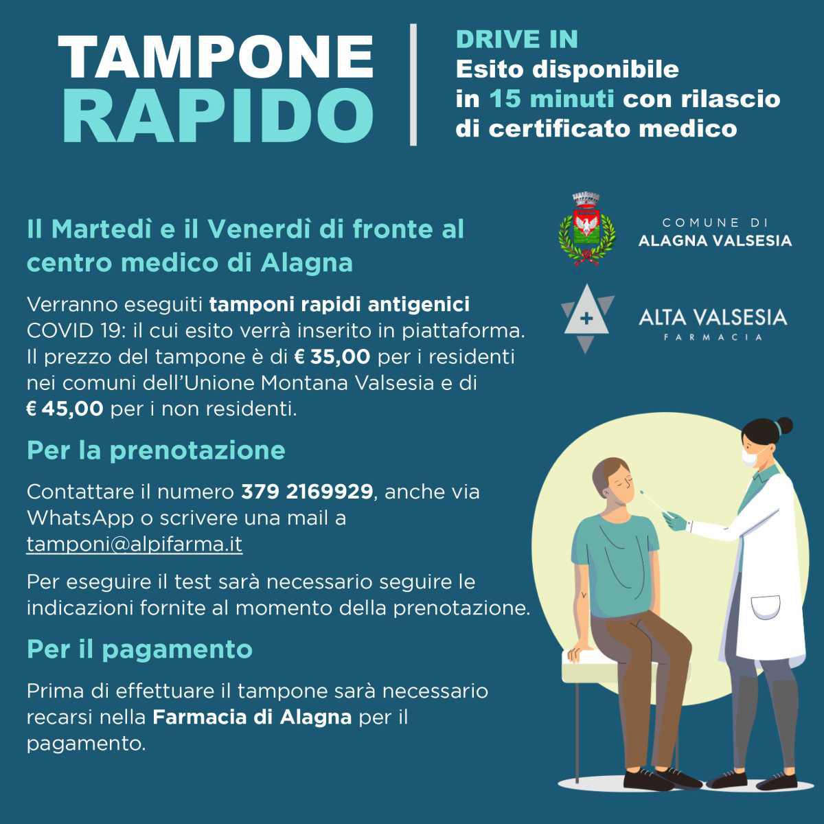 Tampone rapido "drive-in" ad Alagna Valsesia