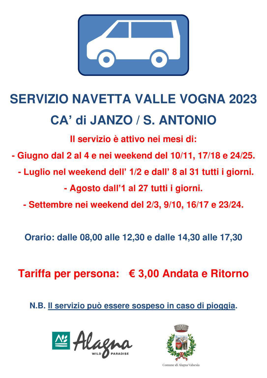 Servizio Navetta Valle Vogna