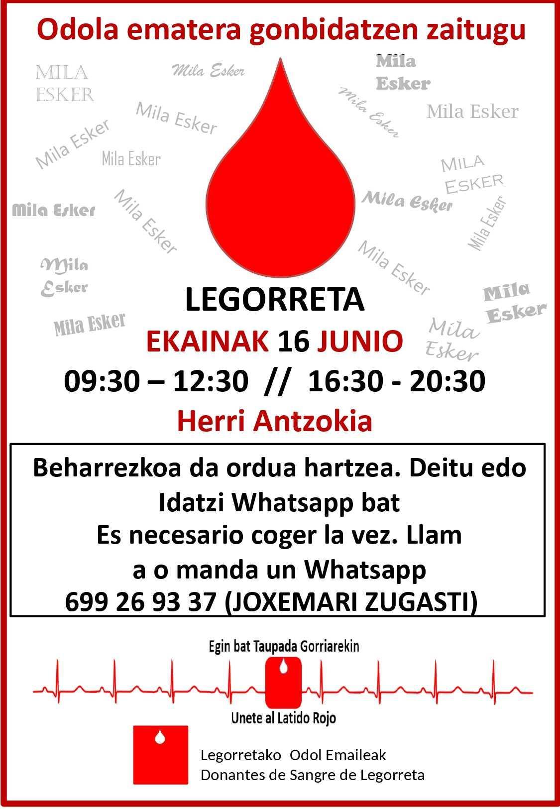 Odola emateko aukera izango da gaur arratsaldean
