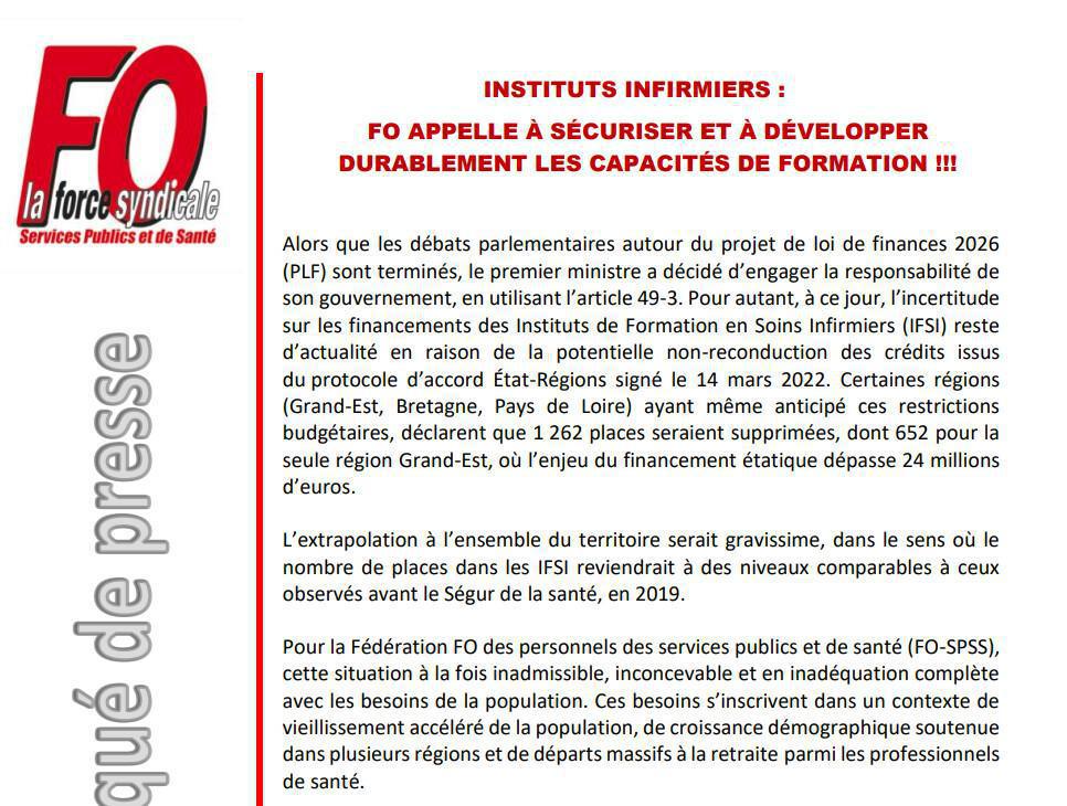 FO appelle à sécuriser et à développer durablement les capacités de formation !!!