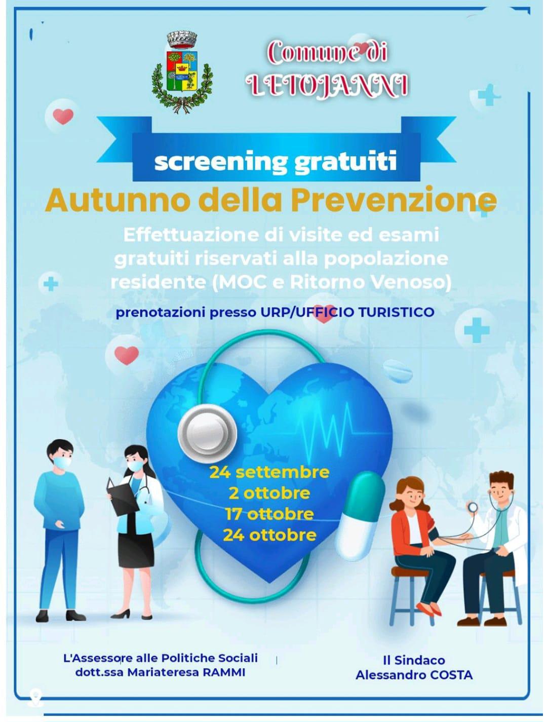 Screening Gratuiti - Autunno della Prevenzione