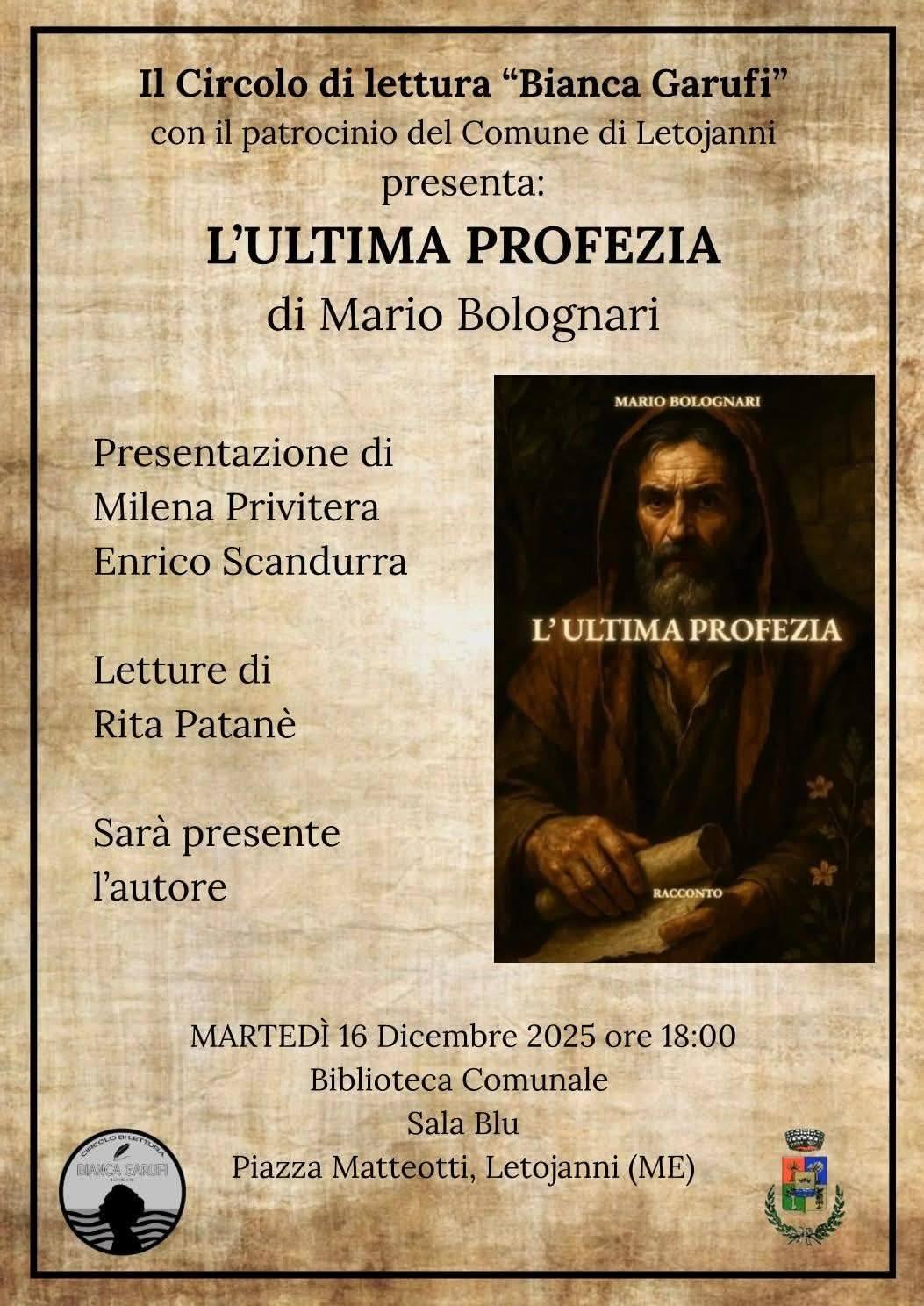 "L'Ultima Profezia" di Mario Bolognari (inizio ore 18:00)
