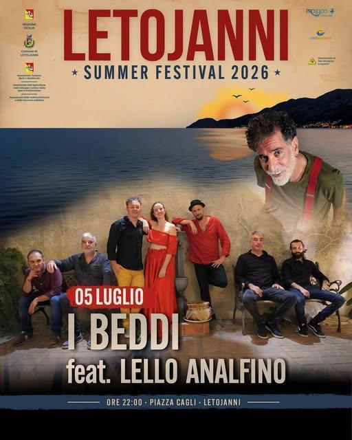 Letojanni Summer Festival 2026 - I Beddi feat. Lello Analfino (Inizio ore 22:00)