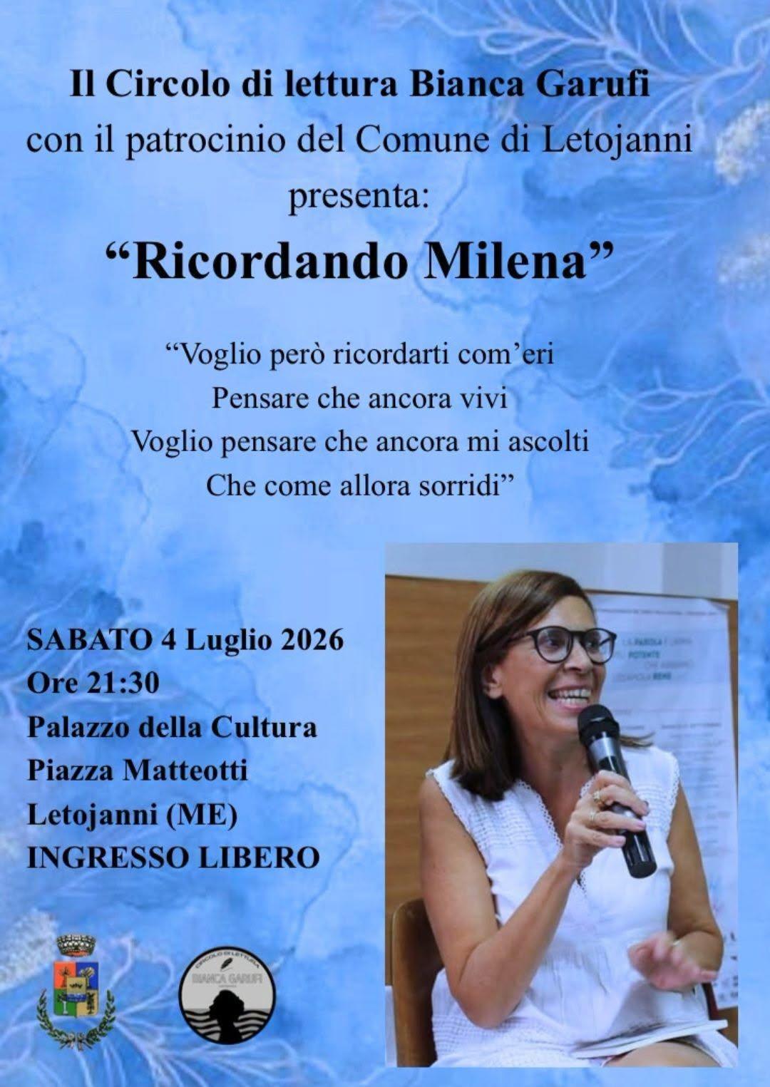 "Ricordando Milena" (Inizio ore 21.30)