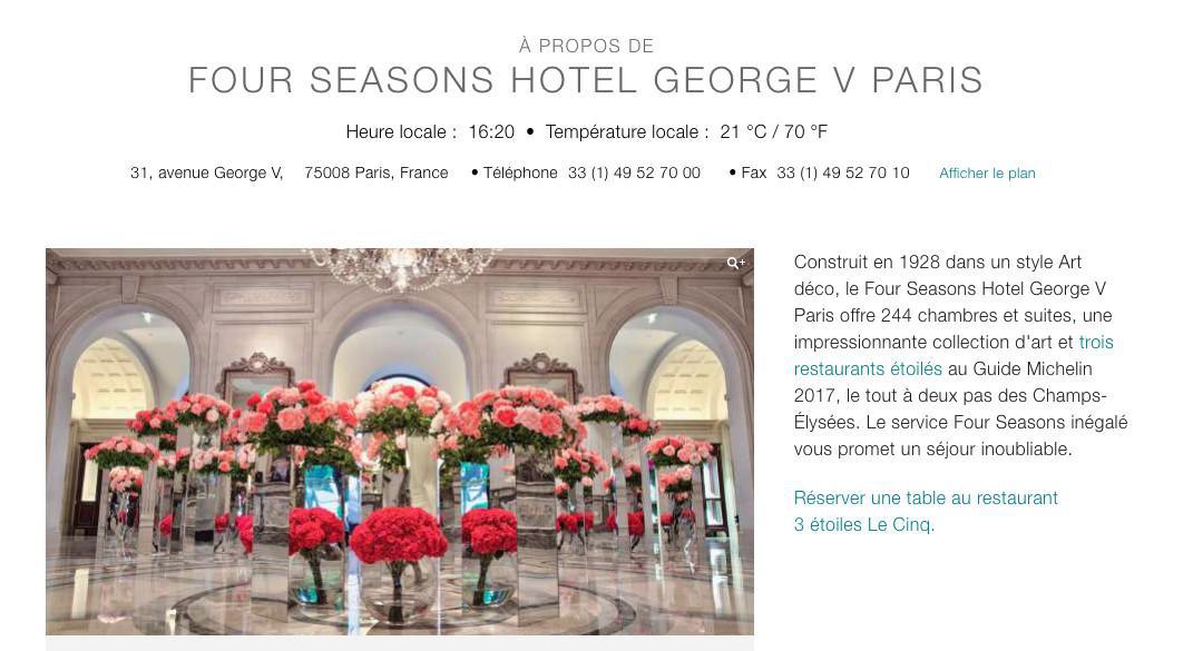 FOUR SEASONS - GEORGES V PARIS 