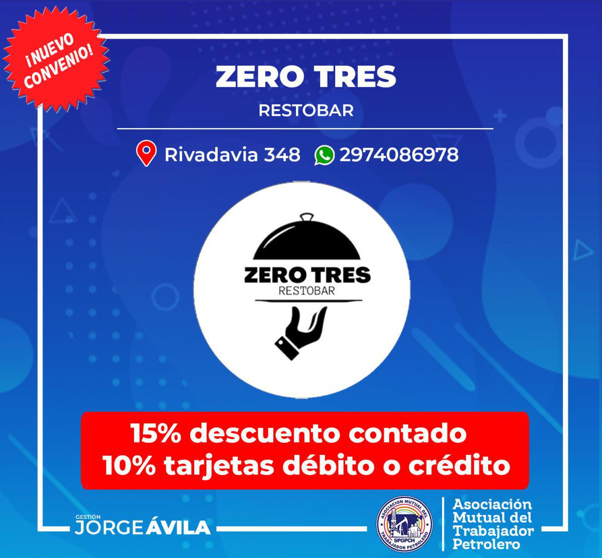 Nuevo convenio con Zero Tres Restobar