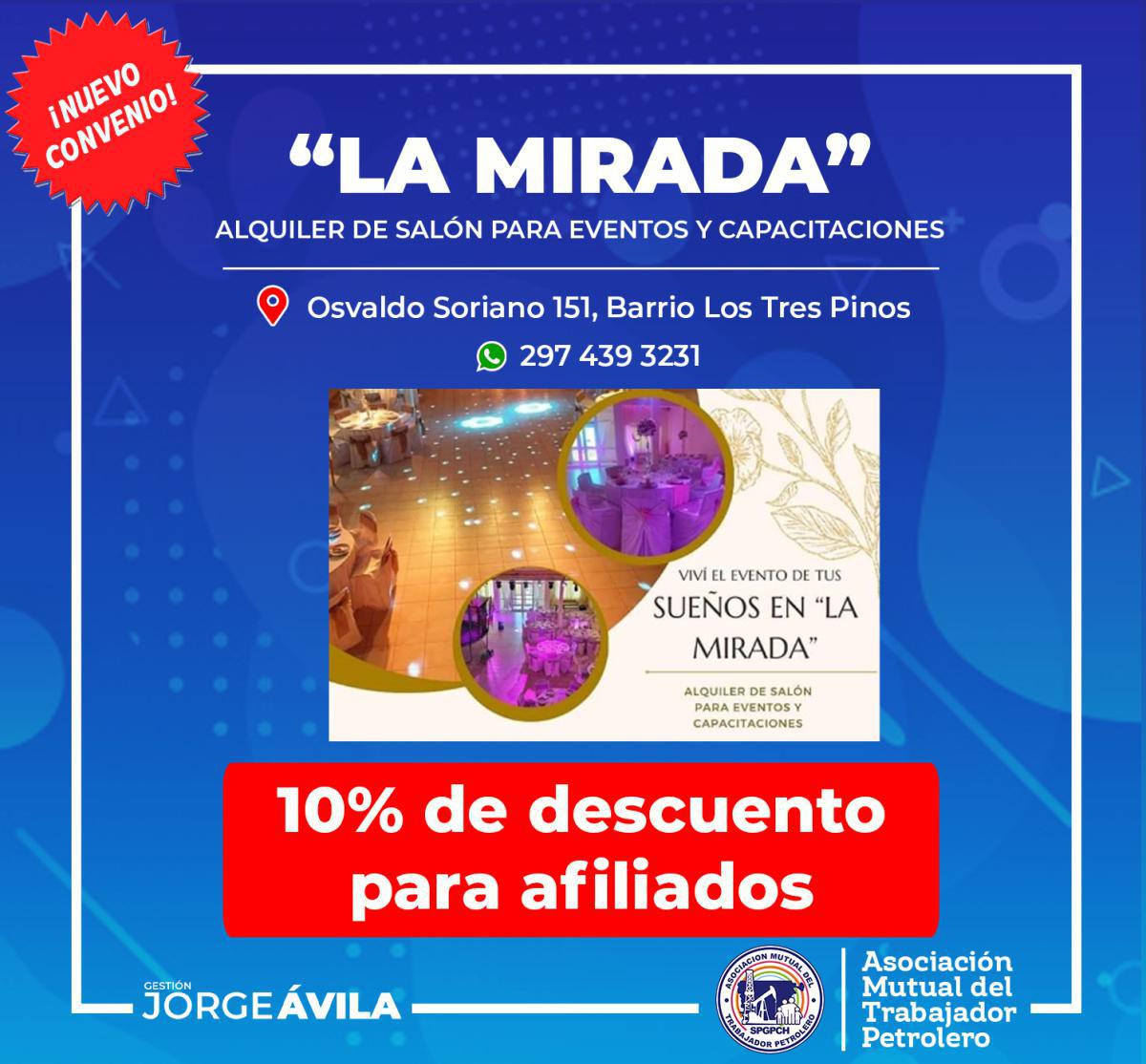 Nuevo convenio con "La Mirada", Salón de Eventos 